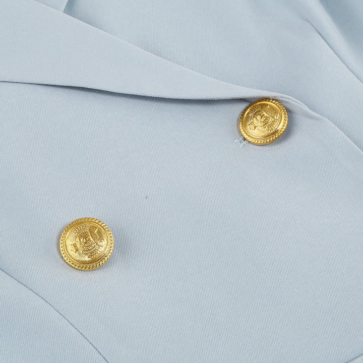 Cape Blazer Mini Dress with Belt and Gold Button Detail
