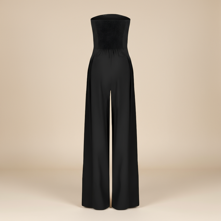 Women’s Strapless Wide-Leg Jumpsuit – Structured Bodice with Elegant Flowing Silhouette