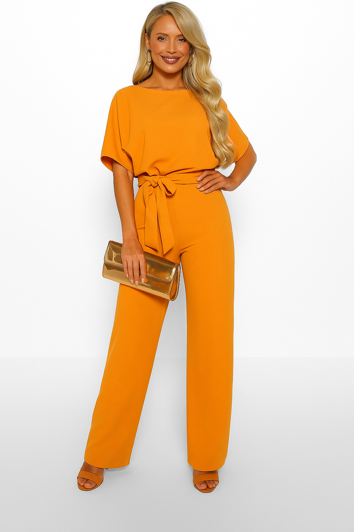 Women's Tie Ribbon Jumpsuit – Short Sleeved One-Piece